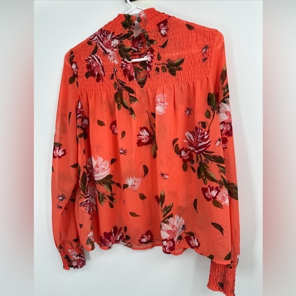 Abercrombie & Fitch Smocked Long Sleeve Floral Top Blouse Sz S - Picture 4 of 5